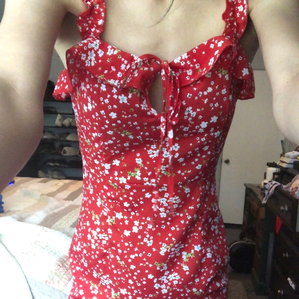 Nasty gal red floral mini dress